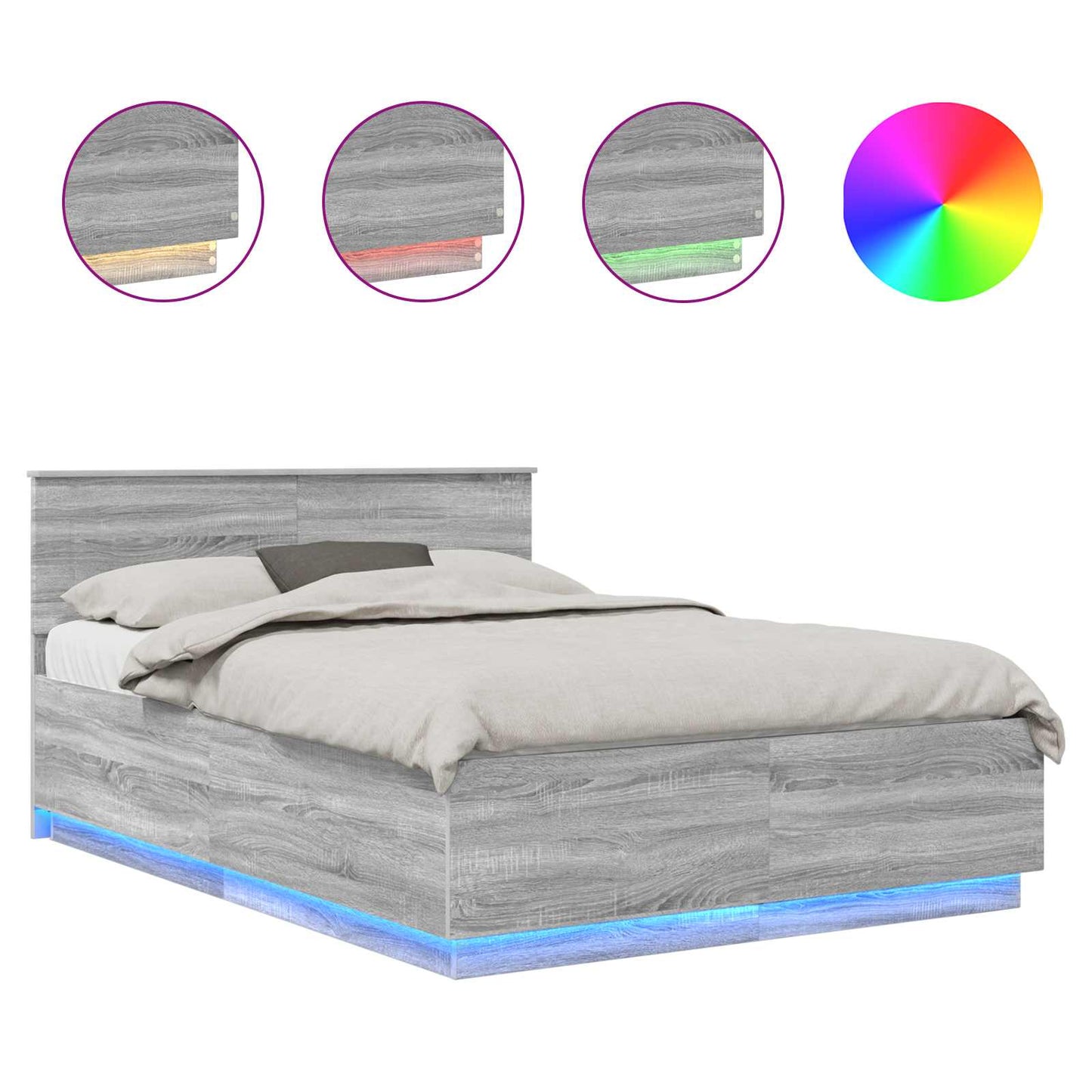 Struttura del letto con testiera Grigio Sonoma 160 x 200 cm