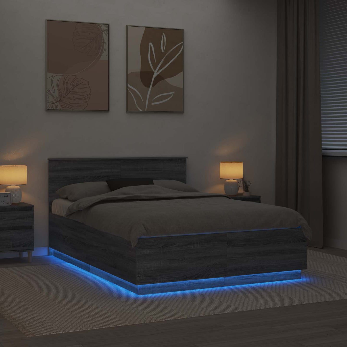 Struttura del letto con testiera Grigio Sonoma 150 x 200 cm