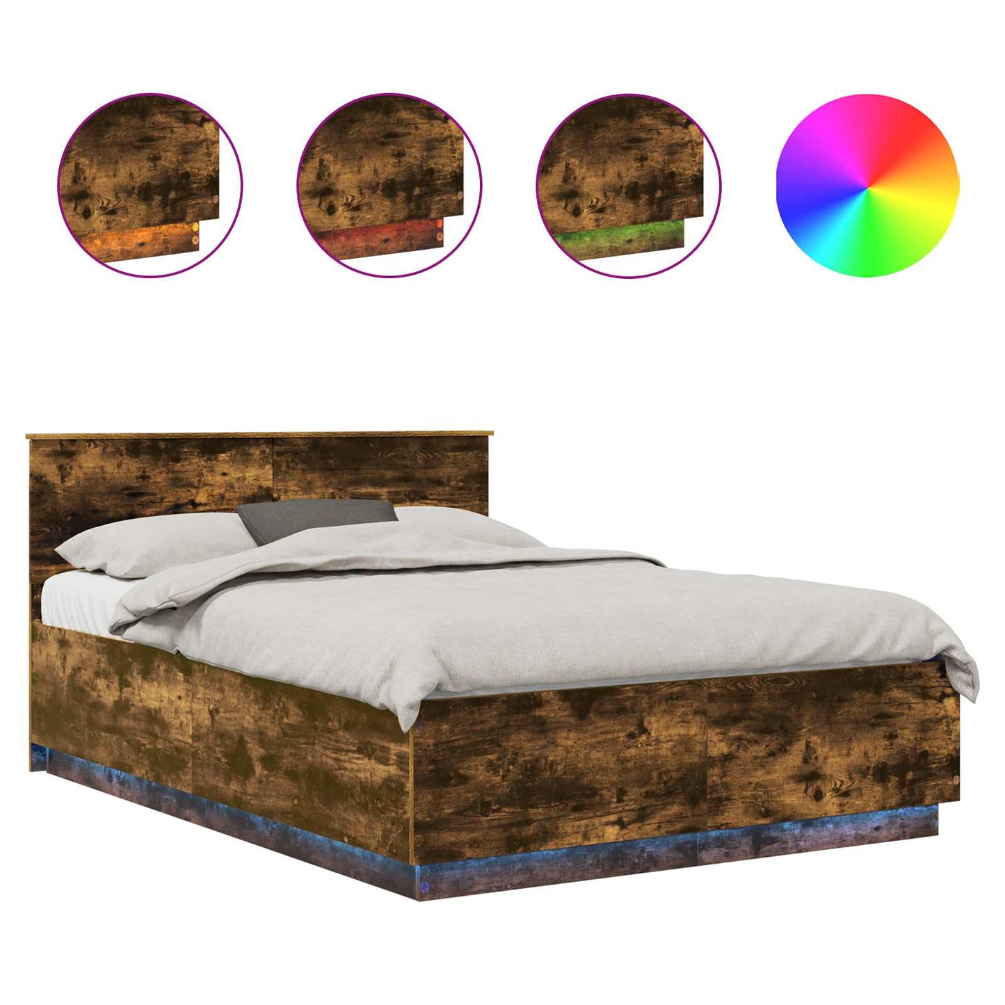 Struttura del letto Rovere fumé 140 x 190 cm Legno multistrato