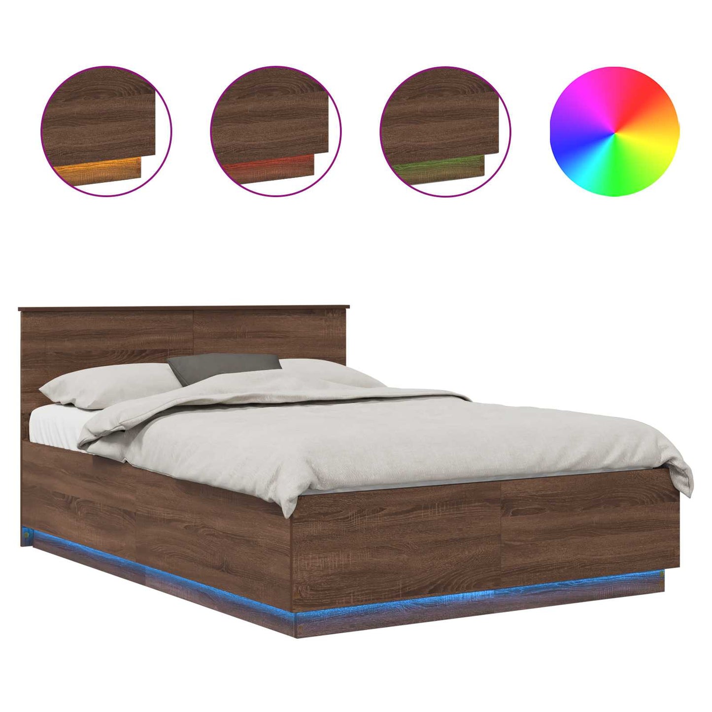 Struttura del letto con testiera Rovere Marrone 140 x 190 cm