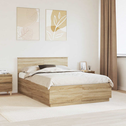 Struttura del letto con testiera Rovere Sonoma 140 x 200 cm