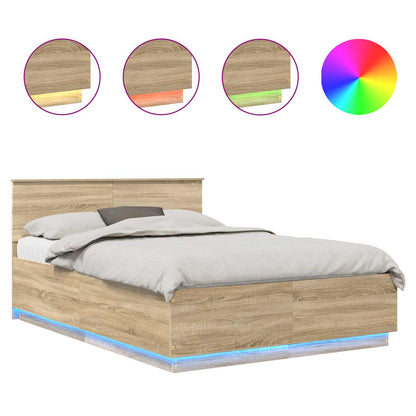 Struttura del letto con testiera Rovere Sonoma 140 x 200 cm