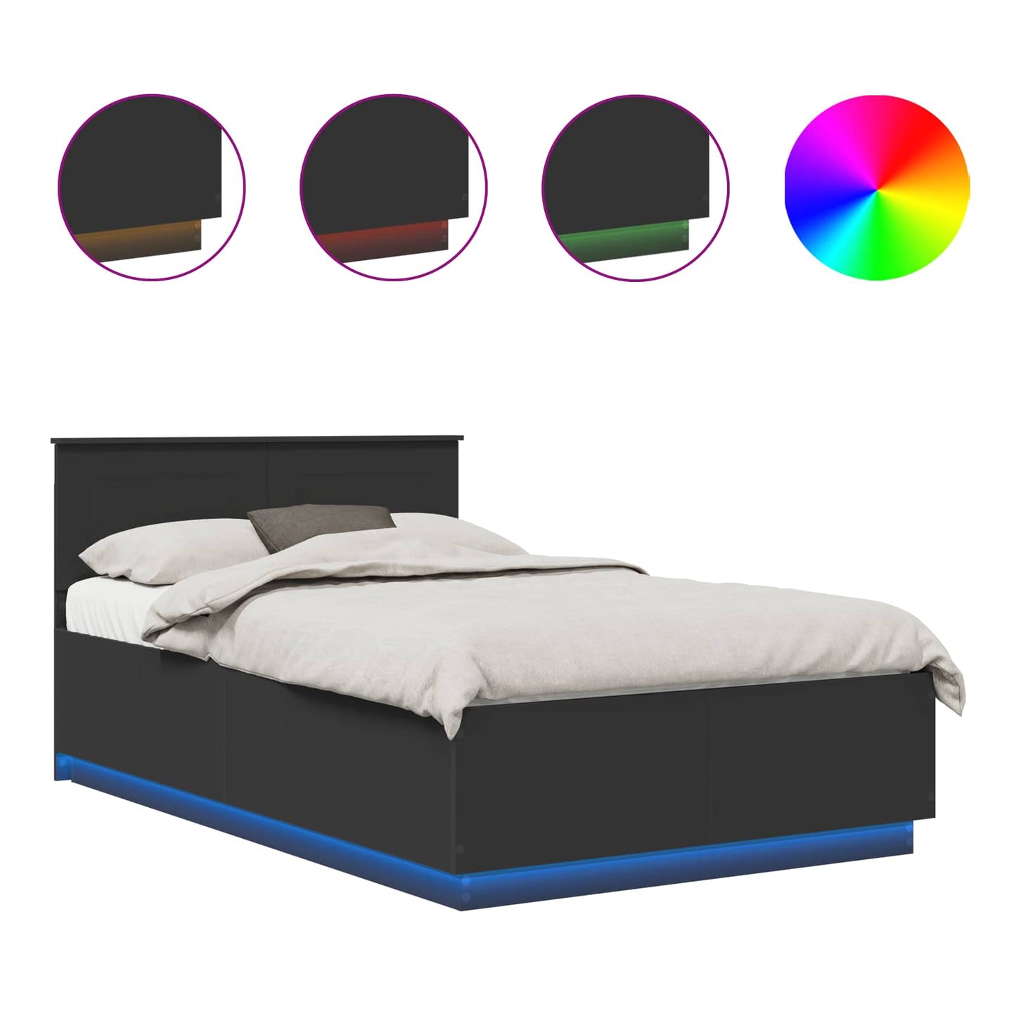 Struttura del letto Nero 135 x 190 cm Legno multistrato