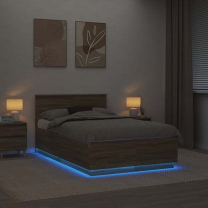 Struttura del letto con testiera Rovere Sonoma 135 x 190 cm