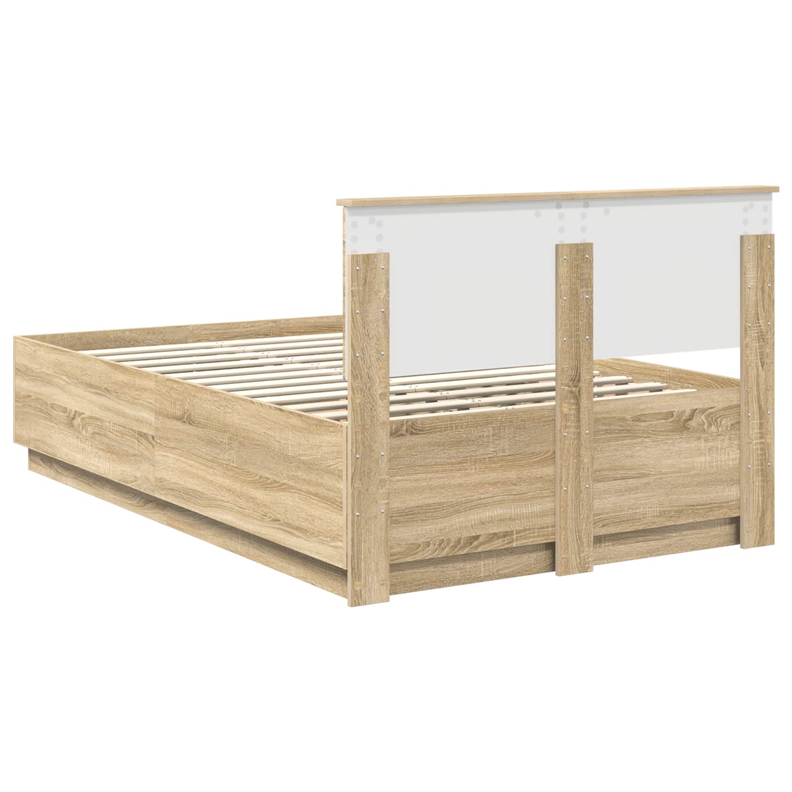 Struttura del letto con testiera Rovere Sonoma 135 x 190 cm | homemem39