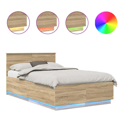 Struttura del letto con testiera Rovere Sonoma 120 x 190 cm