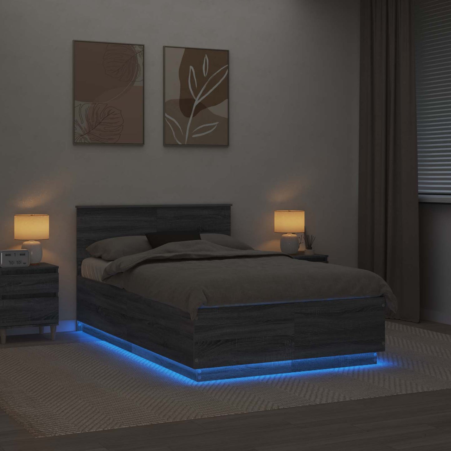 Struttura del letto con testiera Grigio Sonoma 120 x 190 cm