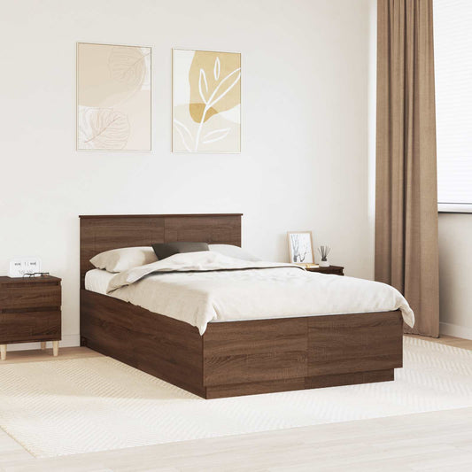Struttura del letto con testiera Rovere Marrone 120 x 190 cm