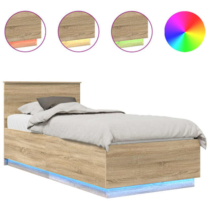 Struttura del letto con testiera Rovere Sonoma 100 x 200 cm