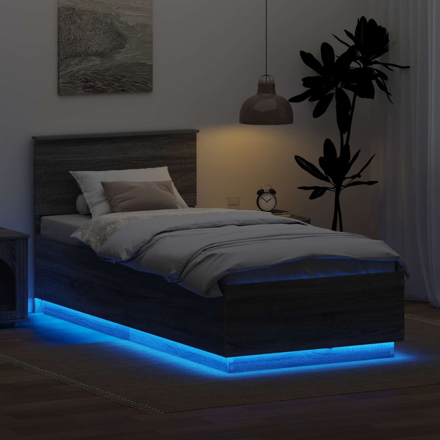 Struttura del letto con testiera Grigio Sonoma 100 x 200 cm