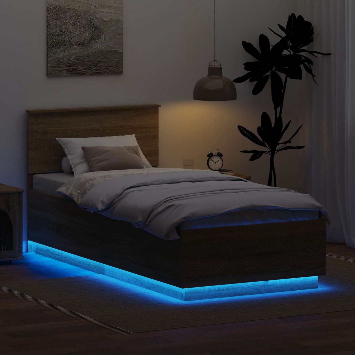 Struttura del letto Rovere Sonoma 90 x 200 cm Legno multistrato