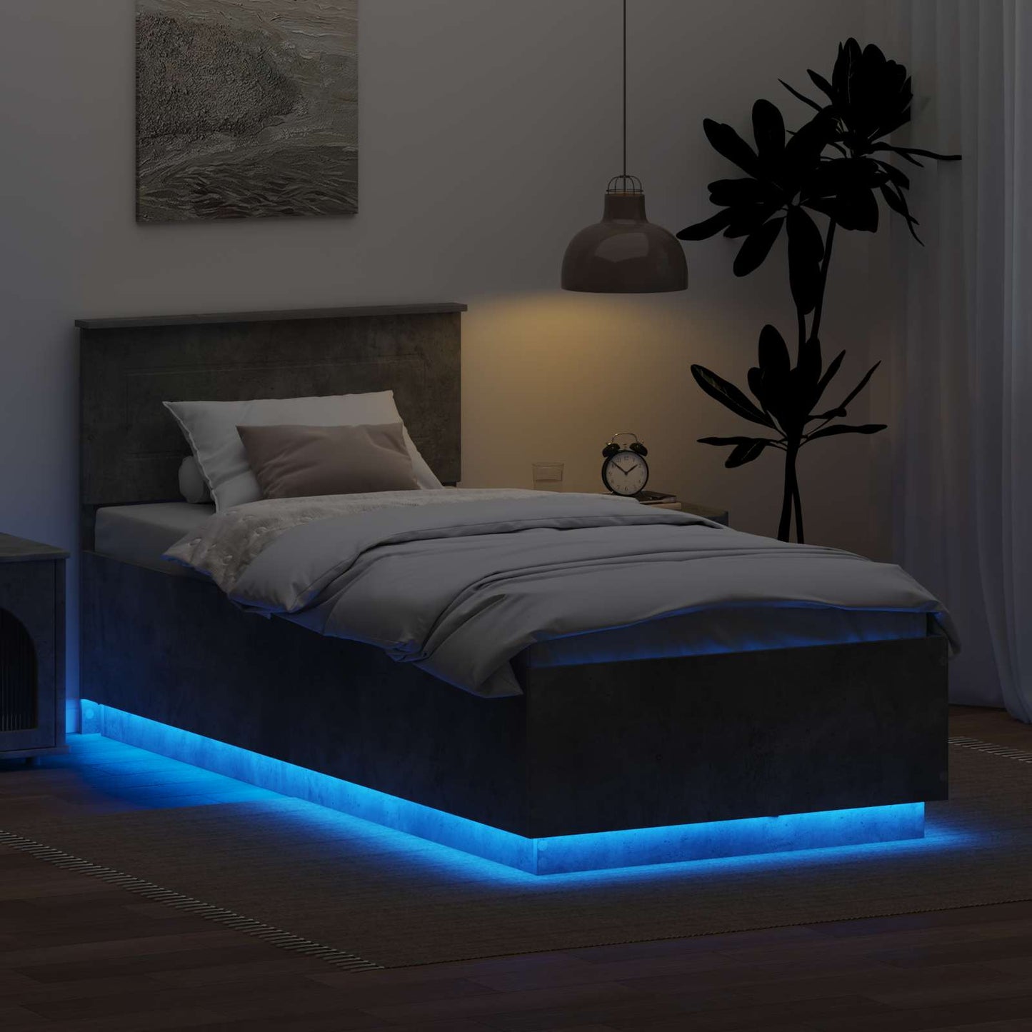 Struttura del letto con testiera Grigio cemento 90 x 200 cm