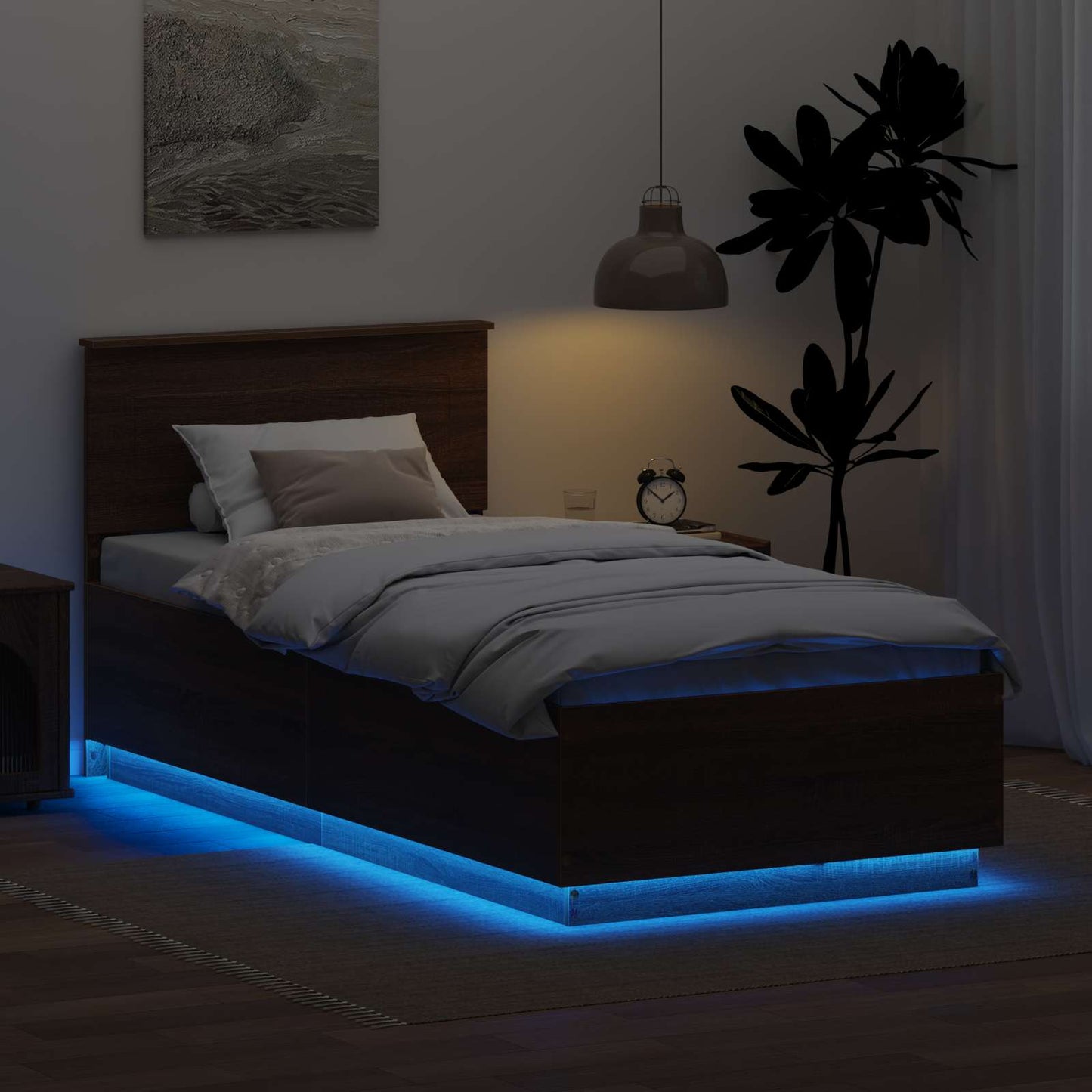 Struttura del letto con testiera Rovere Marrone 90 x 200 cm