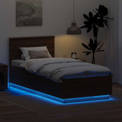 Struttura del letto con testiera Rovere Marrone 90 x 200 cm