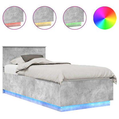 Struttura del letto con testiera Grigio cemento 70 x 190 cm