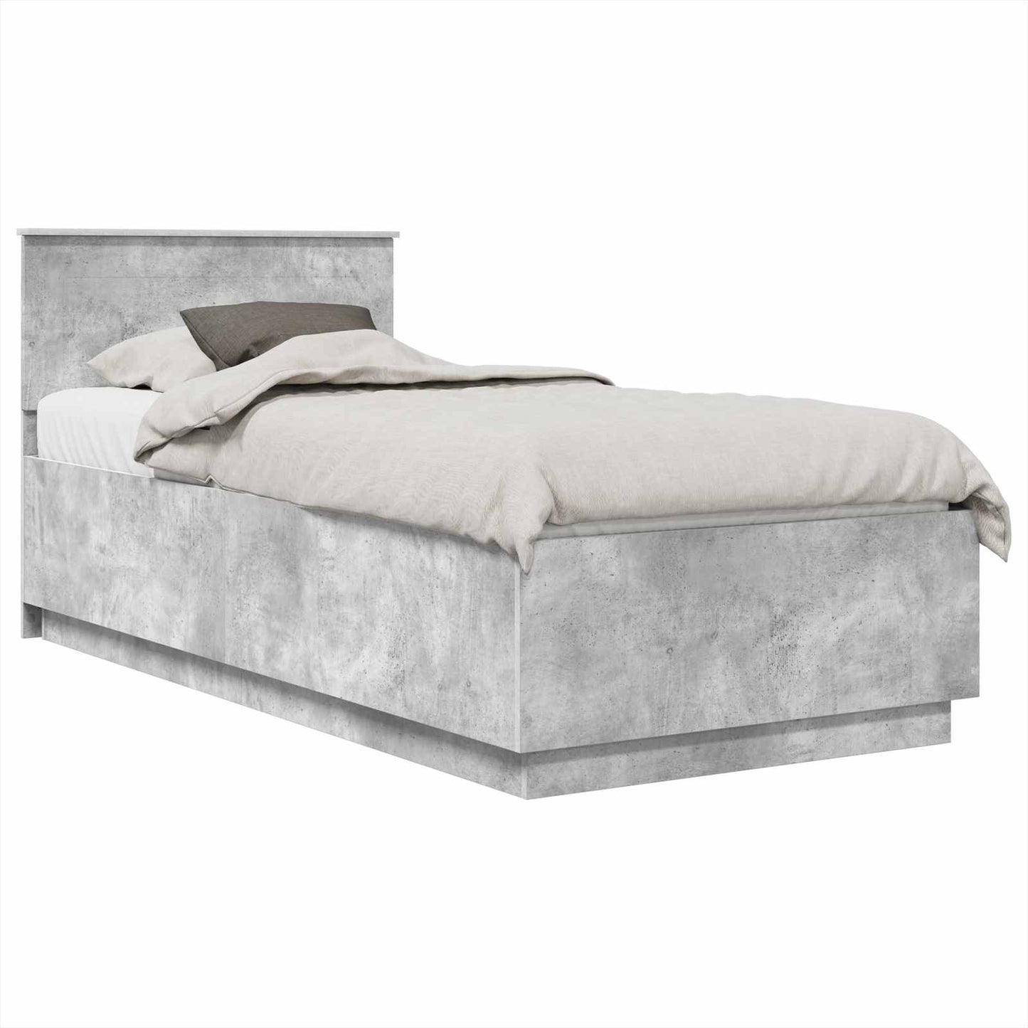 Struttura del letto con testiera Grigio cemento 70 x 190 cm