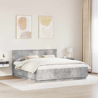 Struttura del letto con testiera Grigio cemento 200 x 200 cm