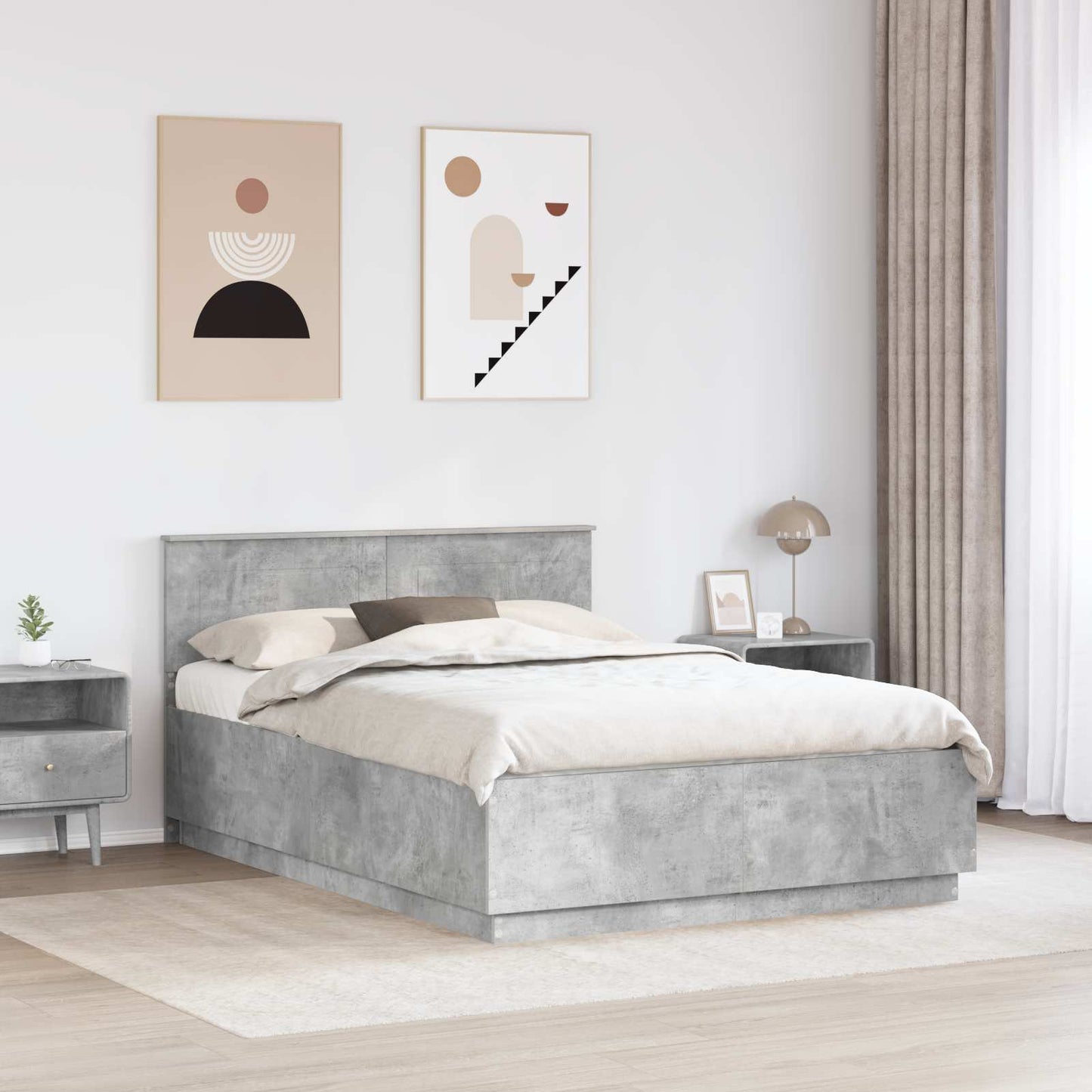 Struttura del letto con testiera Grigio Cemento 160 x 200 cm