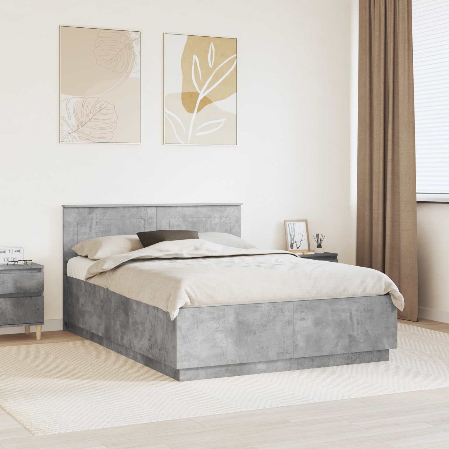 Struttura del letto con testiera Grigio Cemento 140 x 190 cm