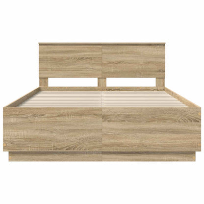 Struttura del letto con testiera Rovere Sonoma 140 x 200 cm