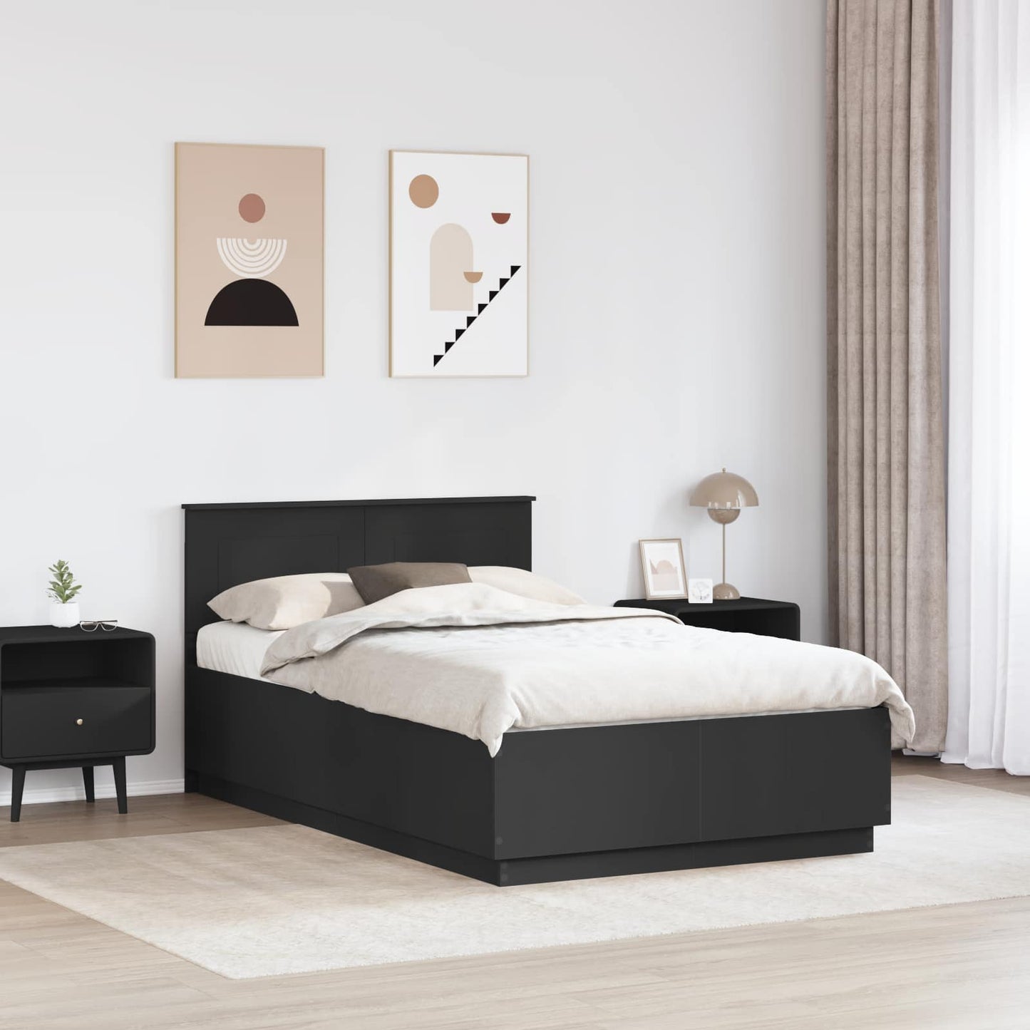 Struttura del letto Nero 135 x 190 cm Legno ingegnerizzato