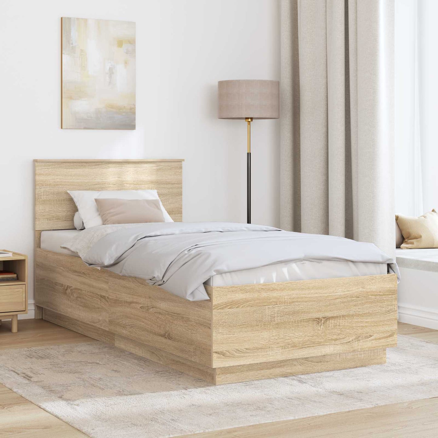 Struttura del letto con testiera Rovere Sonoma 100 x 200 cm