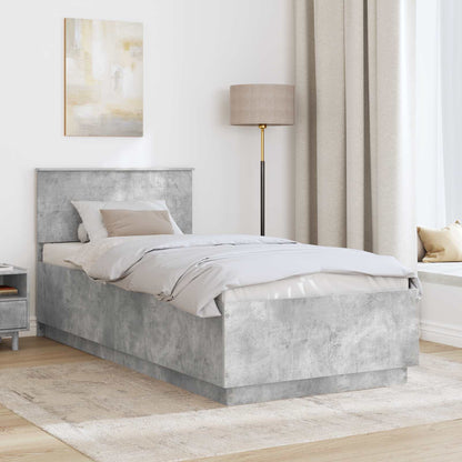 Struttura del letto con testiera Grigio cemento 90 x 200 cm