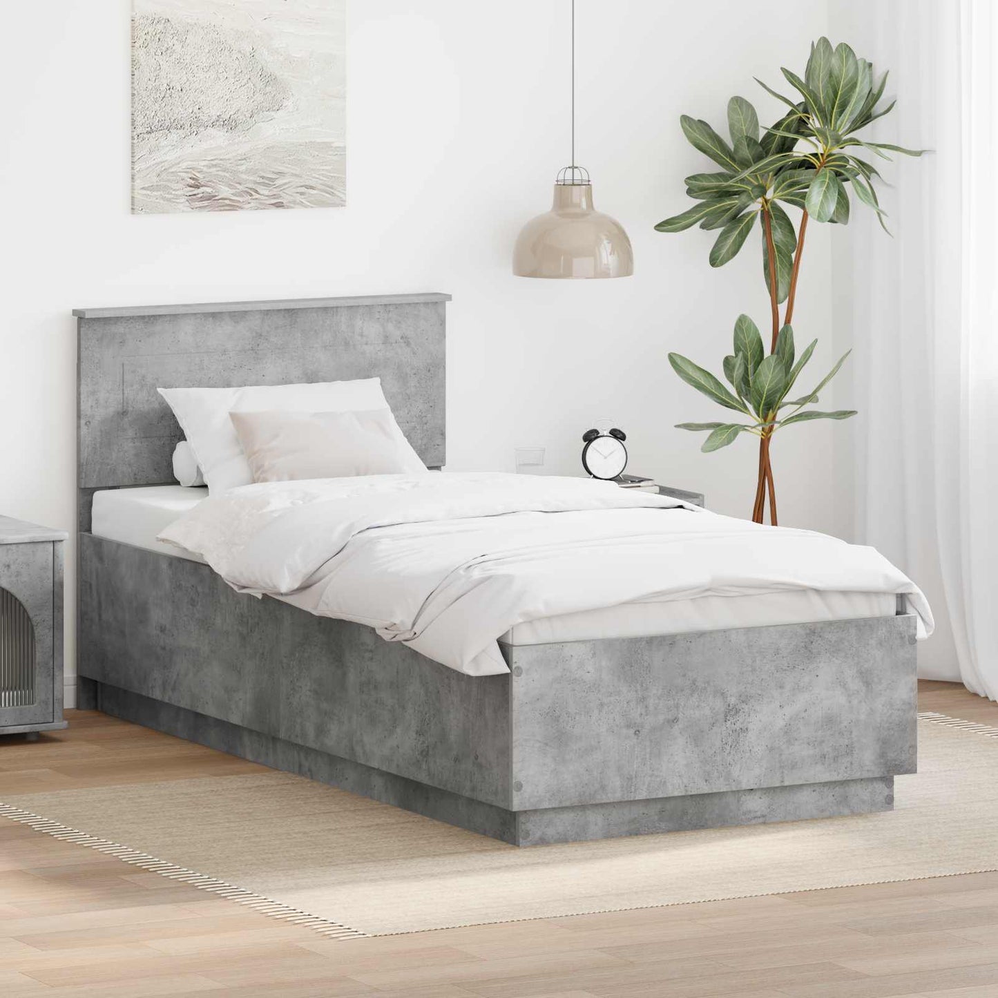 Struttura del letto con testiera Grigio Cemento 70 x 190 cm