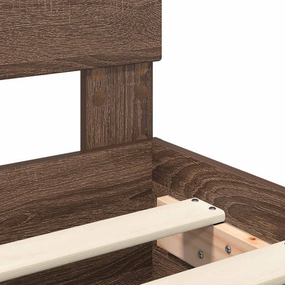 Struttura del letto con testiera Rovere Marrone 70 x 190 cm