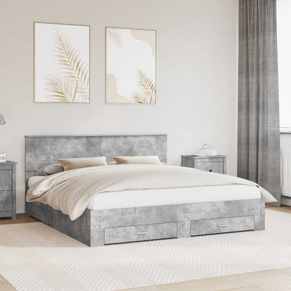 Struttura del letto con testiera Grigio cemento 200 x 200 cm | homemem39