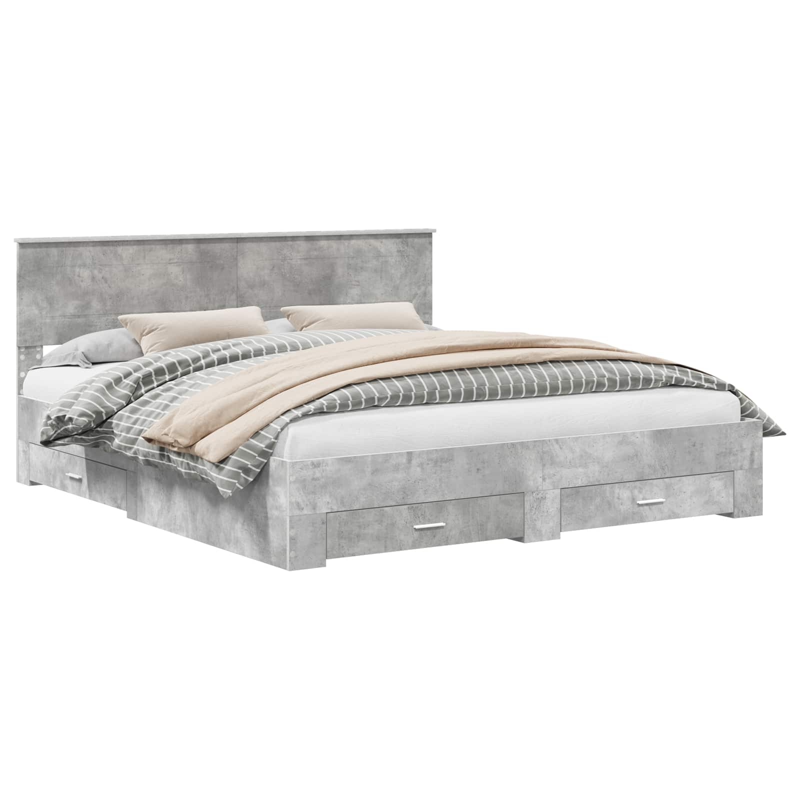 Struttura del letto con testiera Grigio cemento 200 x 200 cm | homemem39