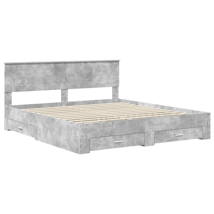Struttura del letto con testiera Grigio cemento 200 x 200 cm | homemem39