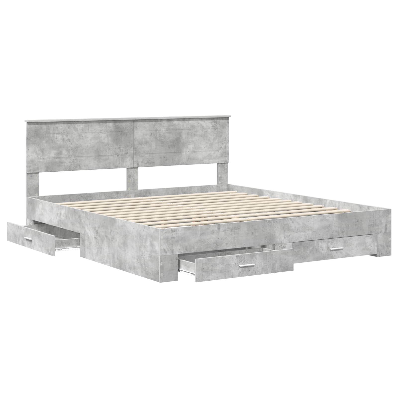 Struttura del letto con testiera Grigio cemento 200 x 200 cm | homemem39