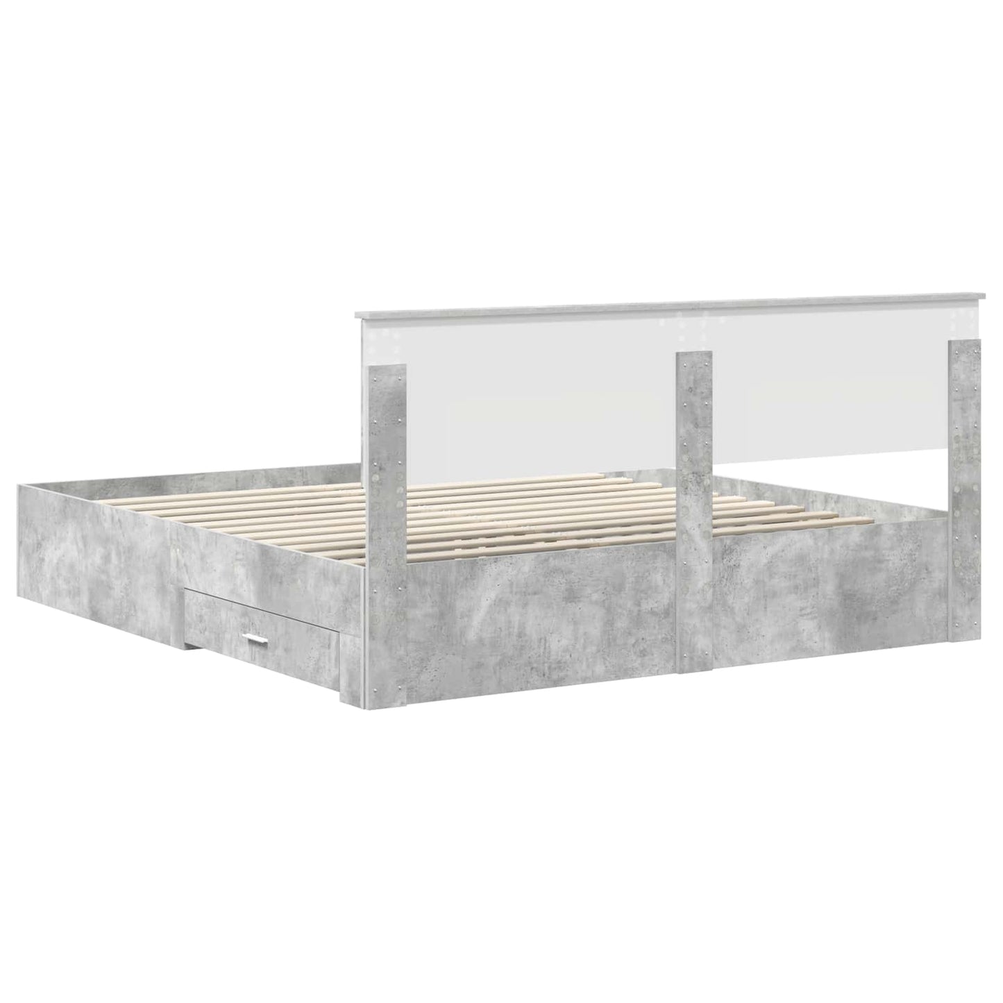 Struttura del letto con testiera Grigio cemento 200 x 200 cm | homemem39
