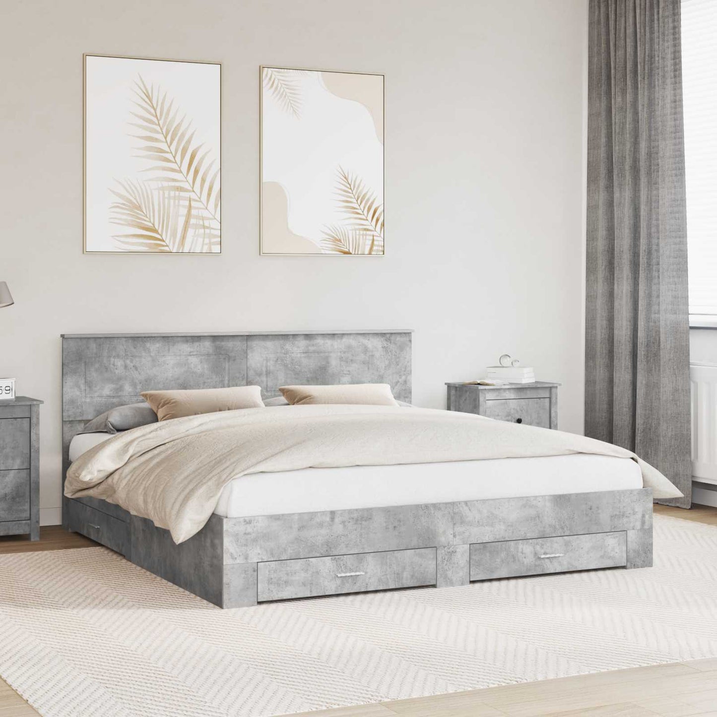 Struttura del letto con testiera Grigio cemento 180 x 200 cm | homemem39