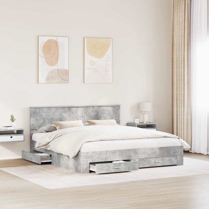 Struttura del letto con testiera Grigio cemento 180 x 200 cm | homemem39