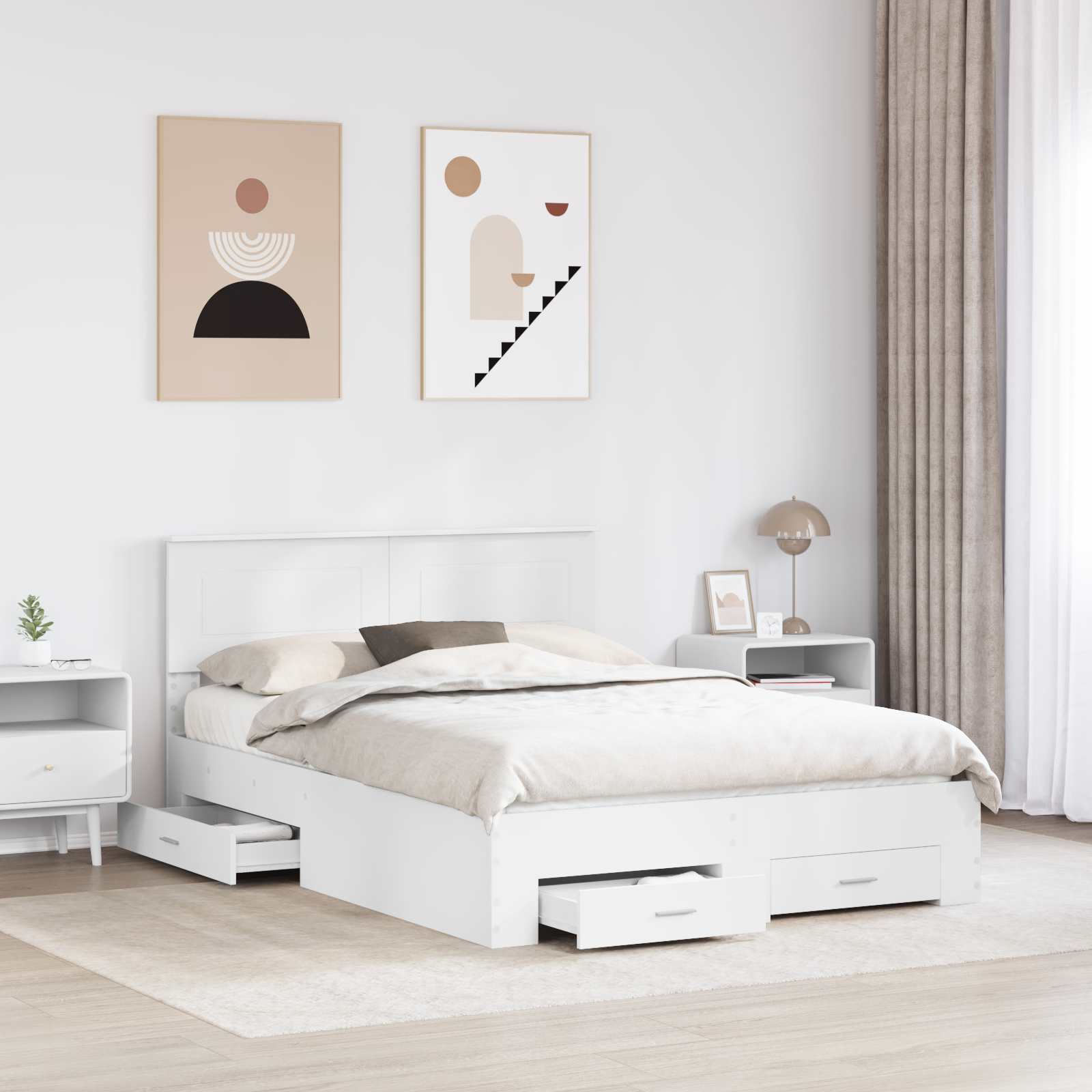 Struttura del letto Bianco 160 x 200 cm Legno multistrato | homemem39