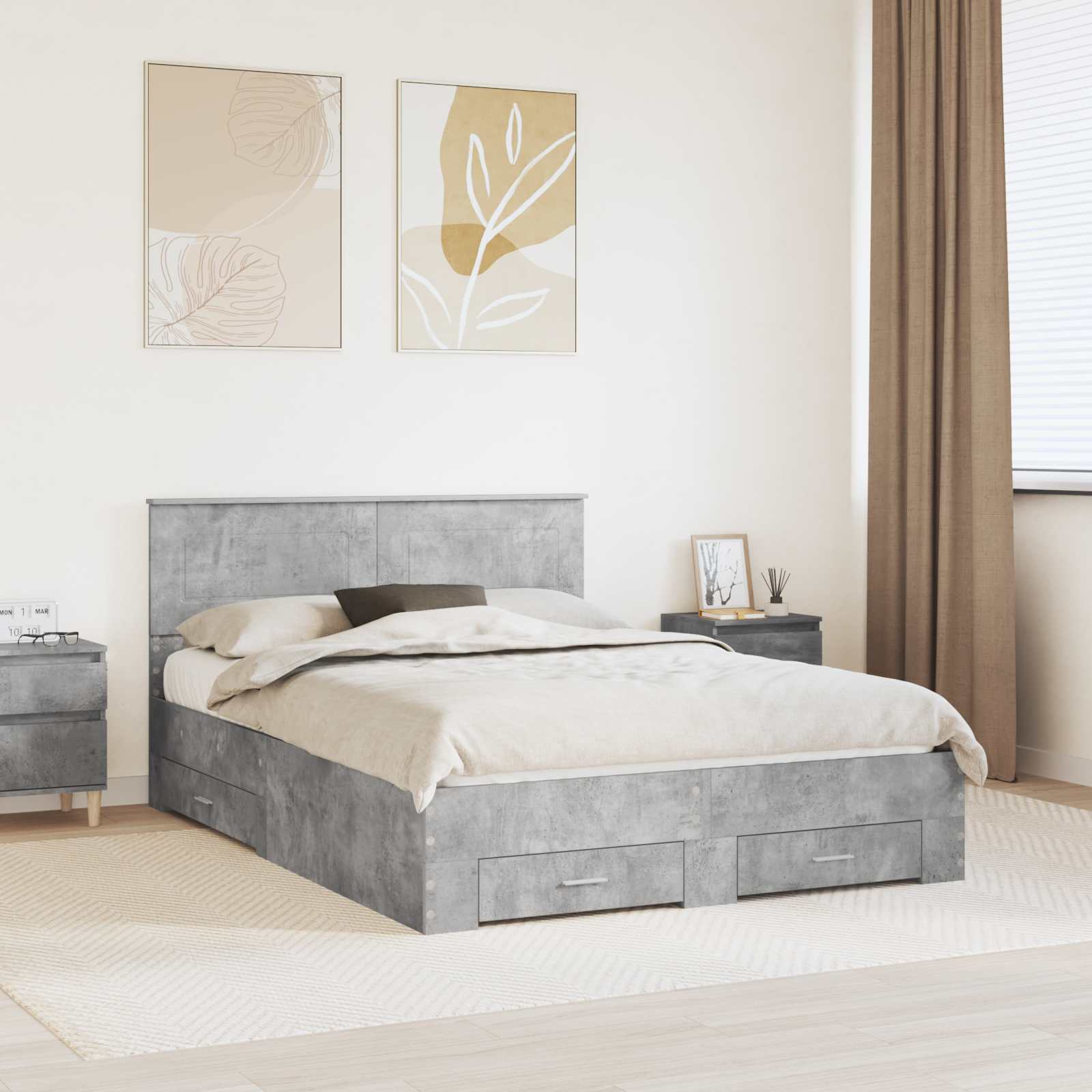 Struttura del letto con testiera Grigio cemento 160 x 200 cm | homemem39