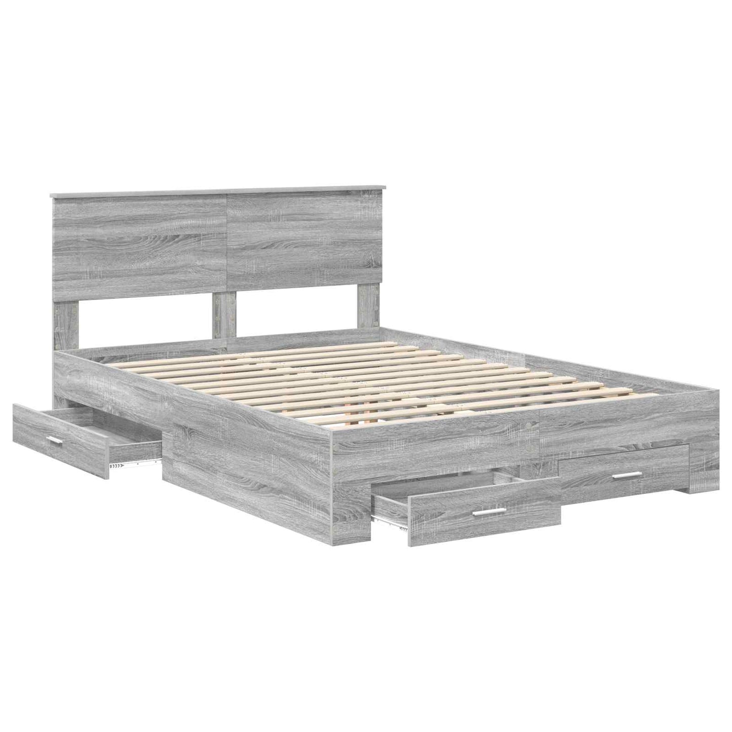 Struttura del letto con testiera Grigio Sonoma 160 x 200 cm | homemem39