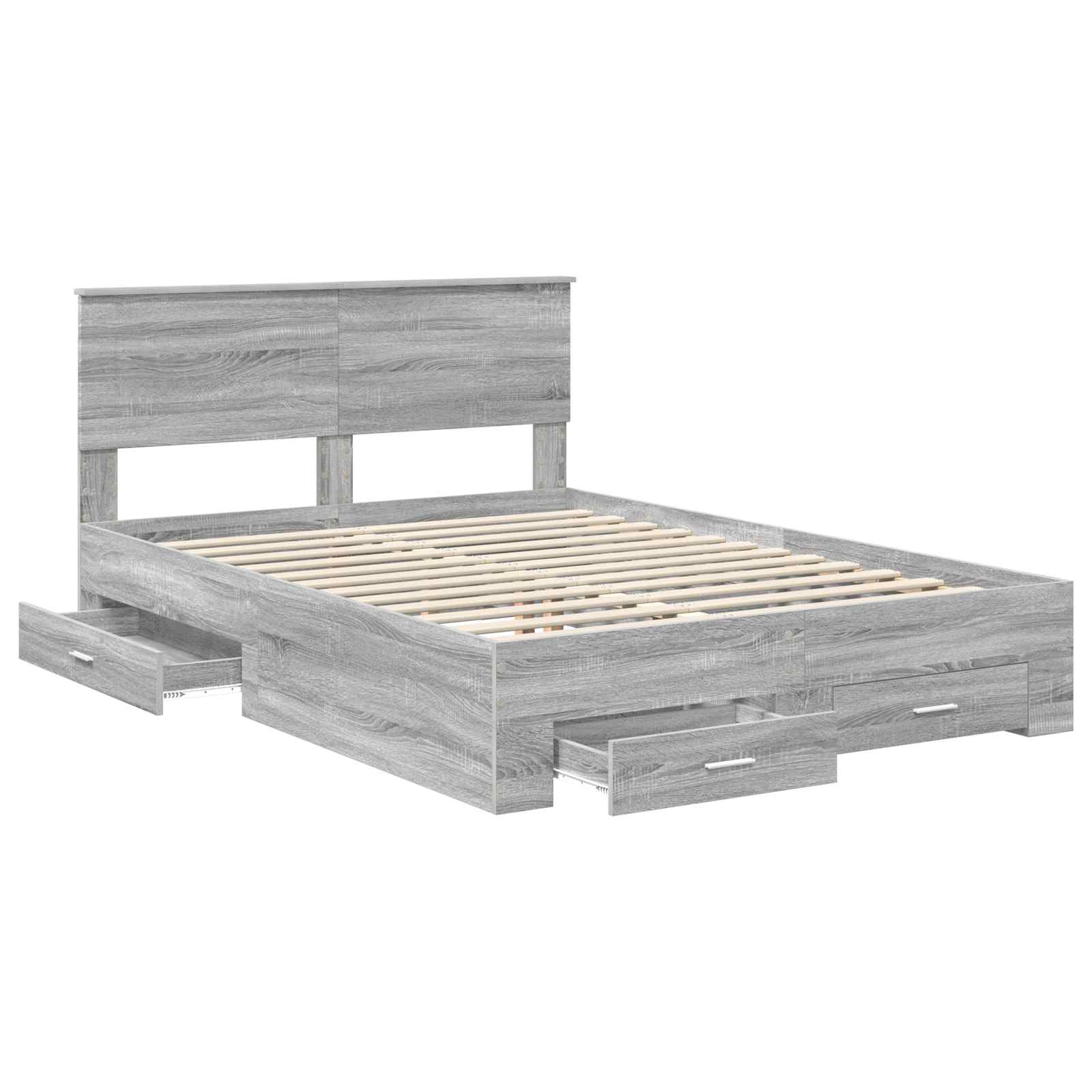 Struttura del letto con testiera Grigio Sonoma 160 x 200 cm | homemem39