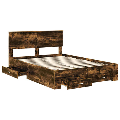 Struttura del letto Rovere fumé 150 x 200 cm Legno multistrato | homemem39