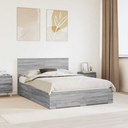 Struttura del letto con testiera Grigio Sonoma 150 x 200 cm | homemem39