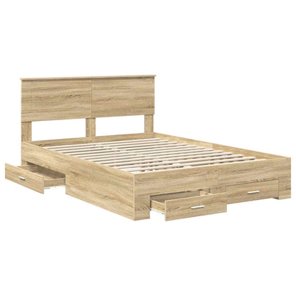 Struttura del letto con testiera Rovere Sonoma 140 x 190 cm | homemem39
