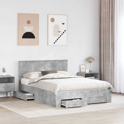 Struttura del letto con testiera Grigio cemento 140 x 190 cm | homemem39
