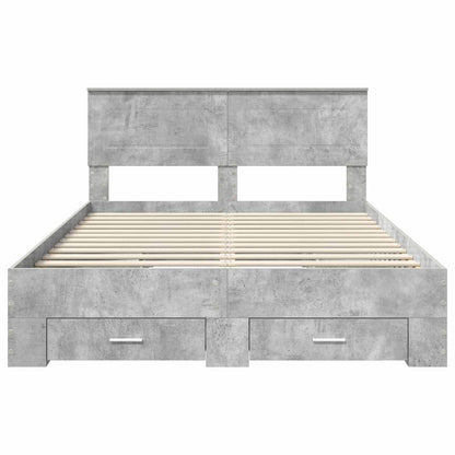 Struttura del letto con testiera Grigio cemento 140 x 190 cm | homemem39