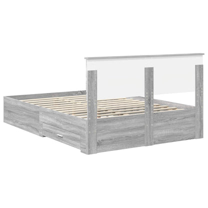 Struttura del letto con testiera Grigio Sonoma 140 x 190 cm | homemem39