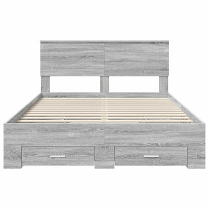 Struttura del letto con testiera Grigio Sonoma 140 x 190 cm | homemem39