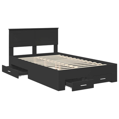Struttura del letto Nero 135 x 190 cm Legno multistrato | homemem39