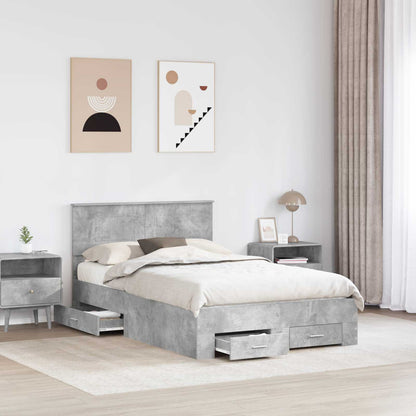 Struttura del letto con testiera Grigio cemento 135 x 190 cm | homemem39