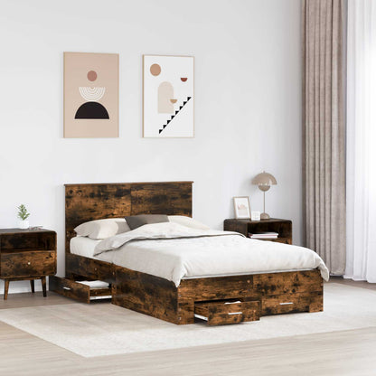 Struttura del letto Rovere fumé 135 x 190 cm Legno multistrato | homemem39